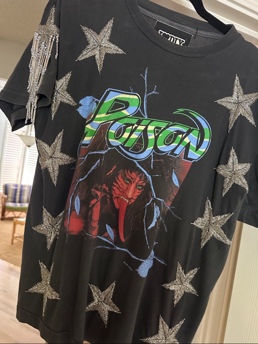 DIY BY PANIDA BEADED GRAPHIC POISON TEE